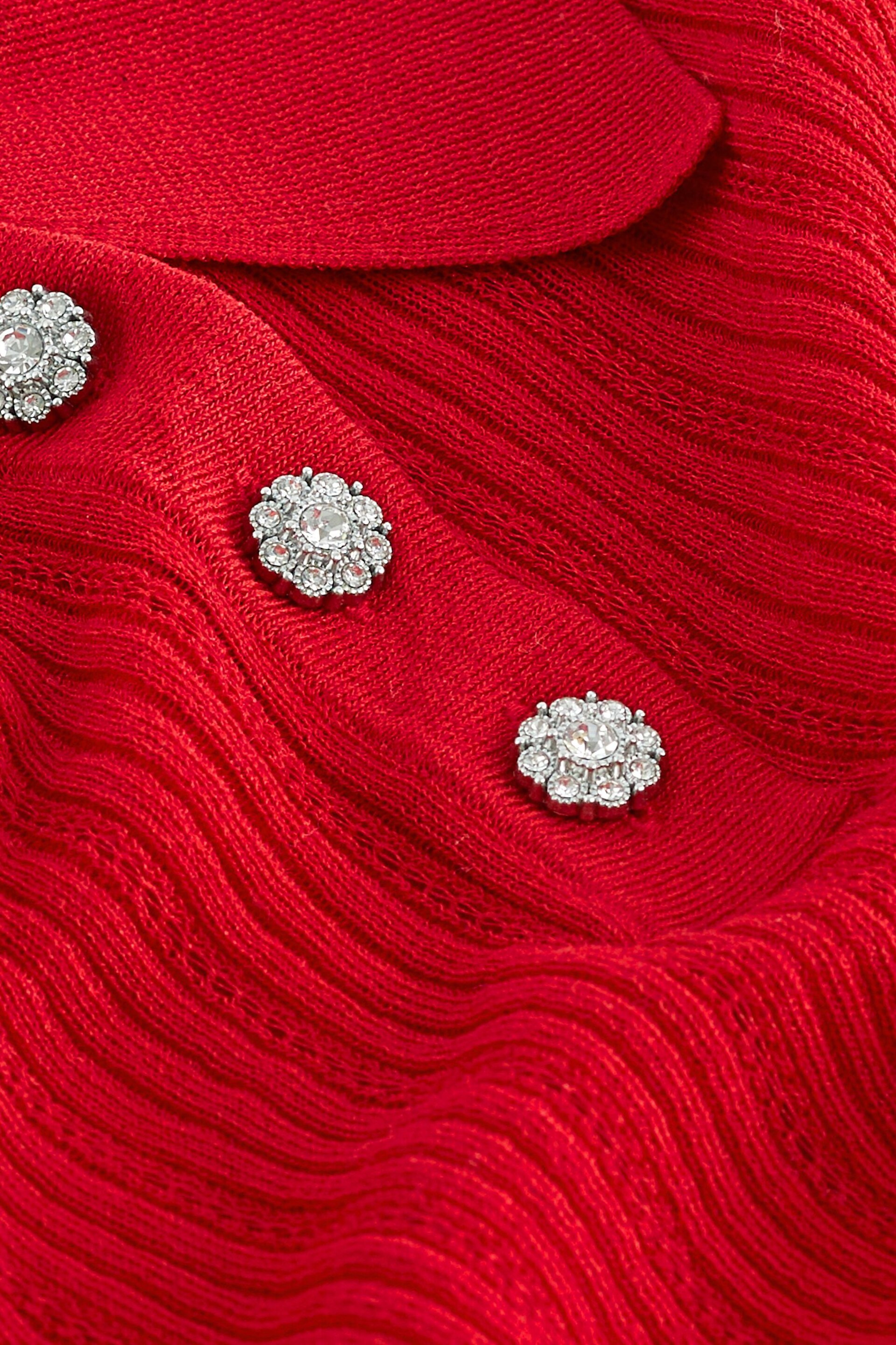 Red Gem Button Polo Neck Jumper - Image 6 of 6