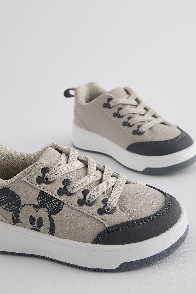 Neutral Standard Fit (F) Elastic Lace Mickey Mouse Trainers - Image 2 of 5