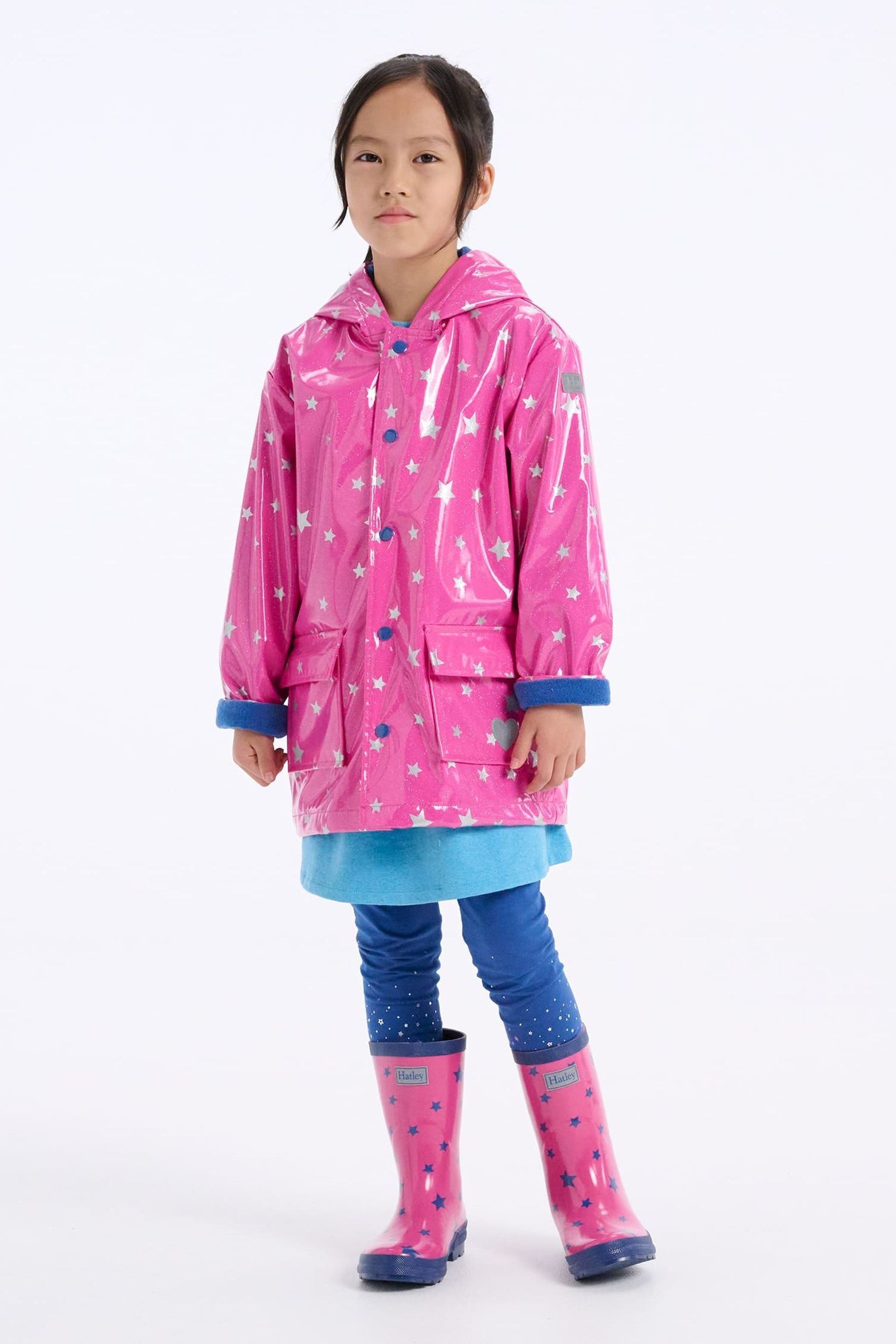 Buy Hatley Pink Glitter Stars Raincoat from Next Luxembourg