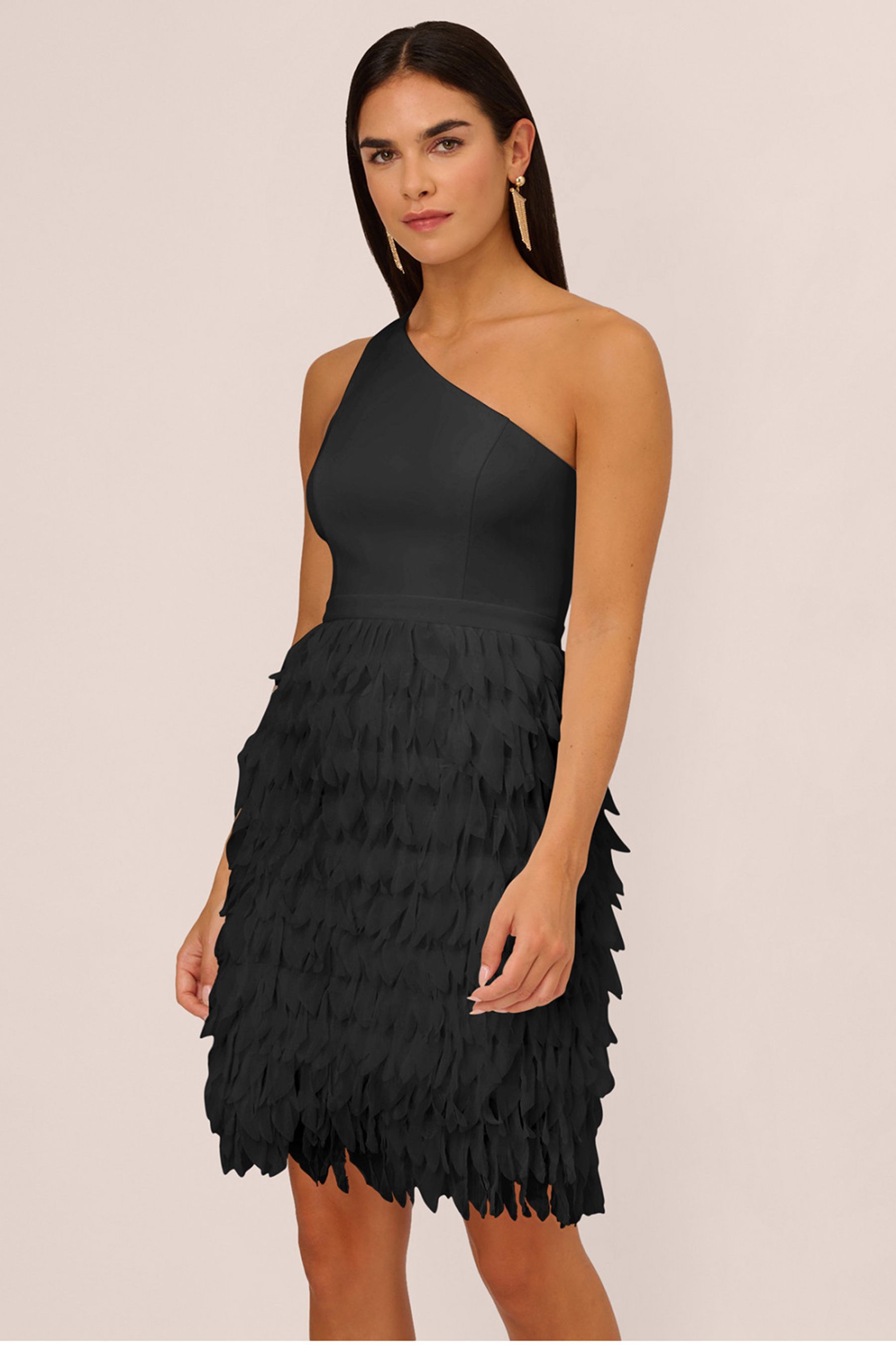 Buy Aidan by Adrianna Papell Chiffon Feather Cocktail Black Dress from the Next UK online shop