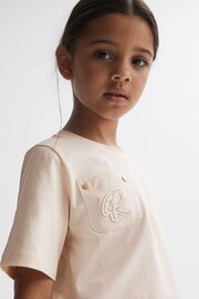 Reiss Pink Chloe Senior Embroidered Crew Neck T-Shirt - Image 1 of 6