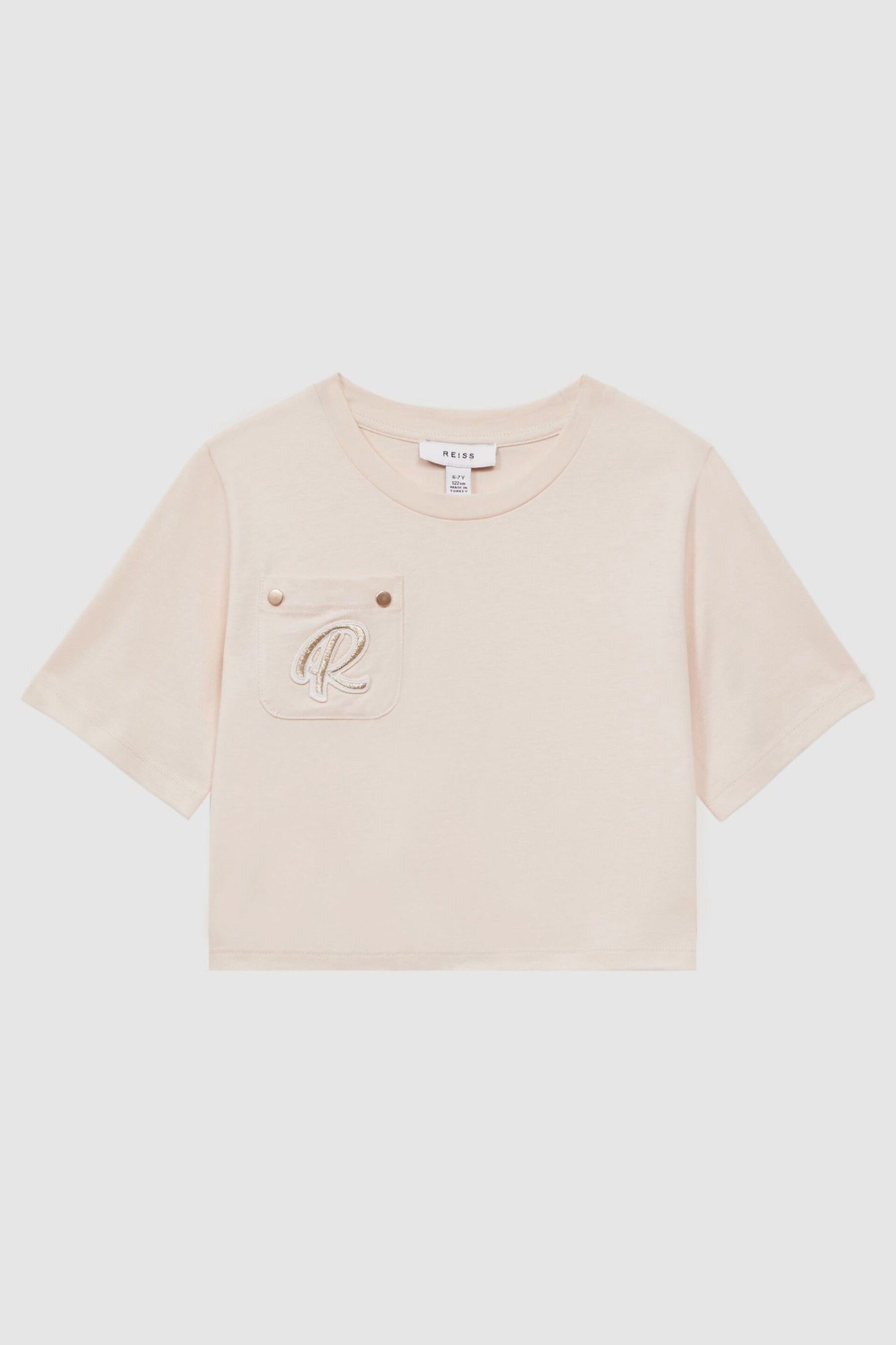 Reiss Pink Chloe Senior Embroidered Crew Neck T-Shirt - Image 2 of 6