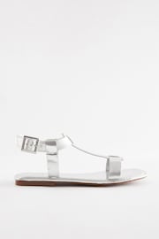Silver Extra Wide Fit Forever Comfort® Leather T-Bar Sandals - Image 2 of 5
