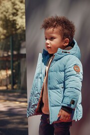 Mineral Blue Borg Teddy Lined Padded Coat (3mths-7yrs) - Image 1 of 8