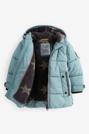 Mineral Blue Borg Teddy Lined Padded Coat (3mths-7yrs) - Image 2 of 8