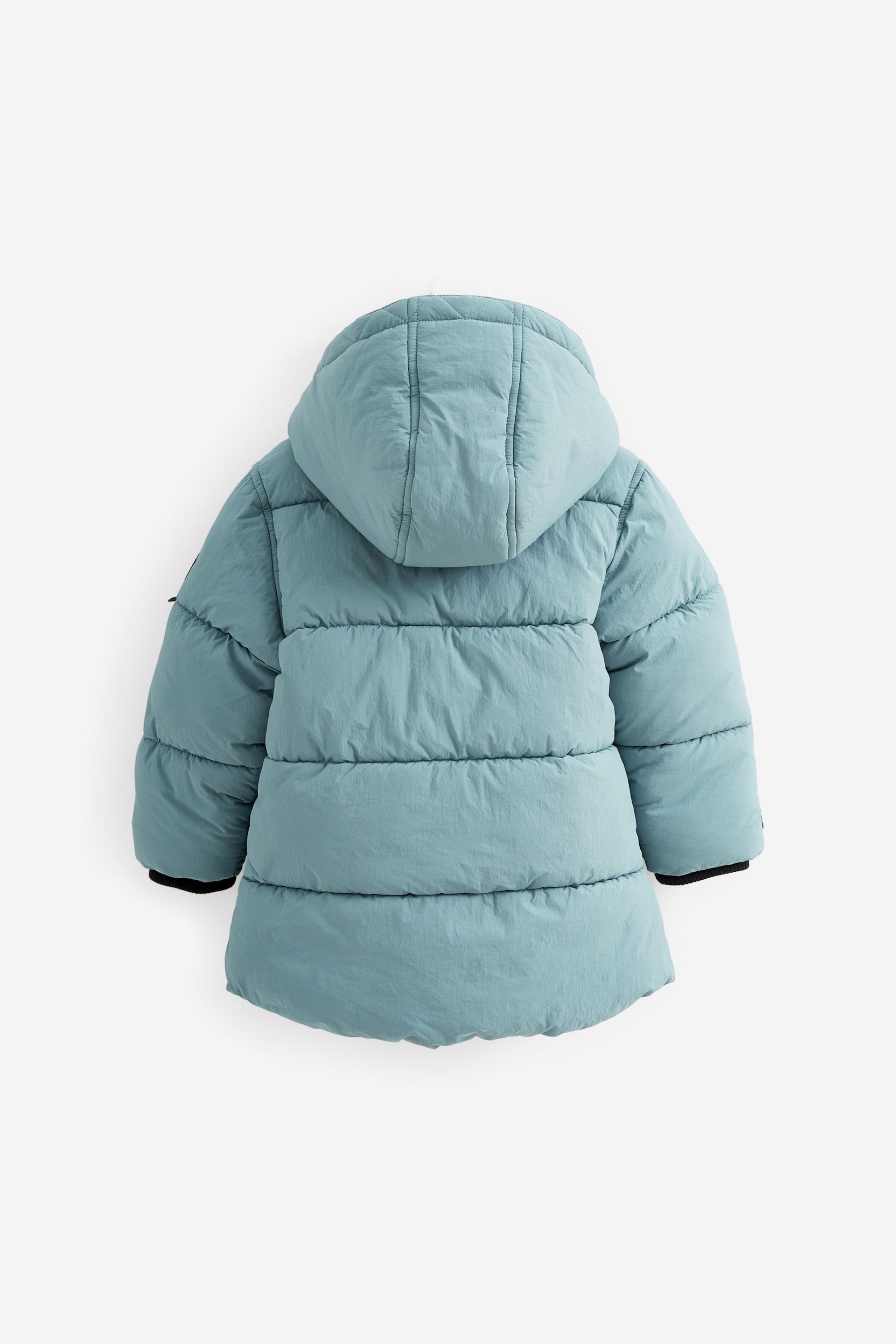 Mineral Blue Borg Teddy Lined Padded Coat (3mths-7yrs) - Image 5 of 8