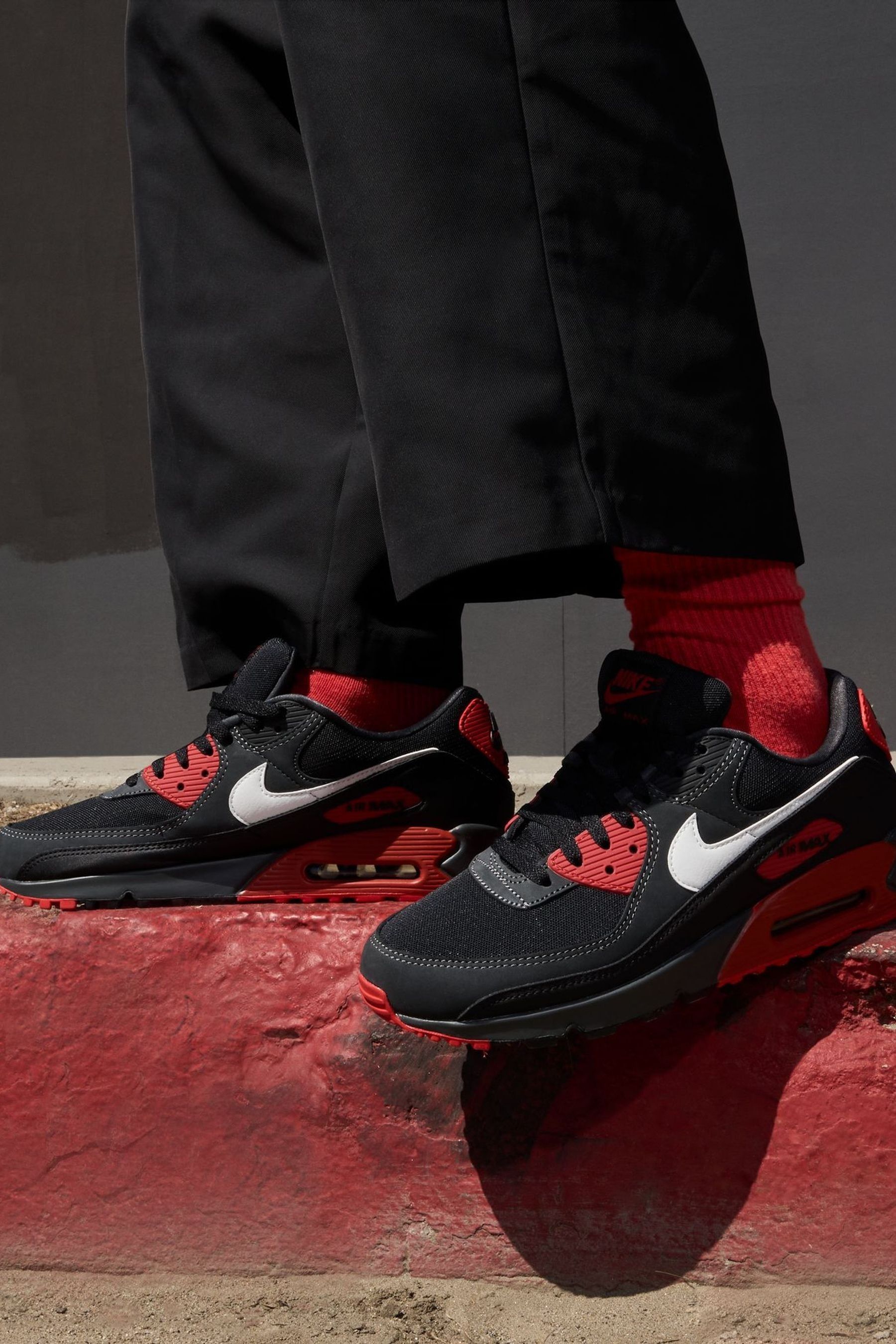 Buy Nike Red White Air Max 90 Trainers from Next Luxembourg