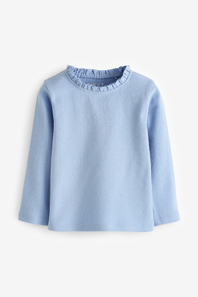 Blue 100% Cotton Pointelle Top (3mths-7yrs) - Image 1 of 3