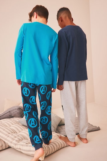Blue/Grey Marvel 2 Pack Pyjamas (3-16yrs)