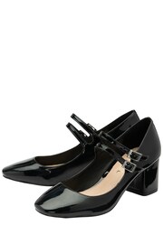 Ravel Black Mary Jane Twin Buckle Block Heel Shoes - Image 2 of 4