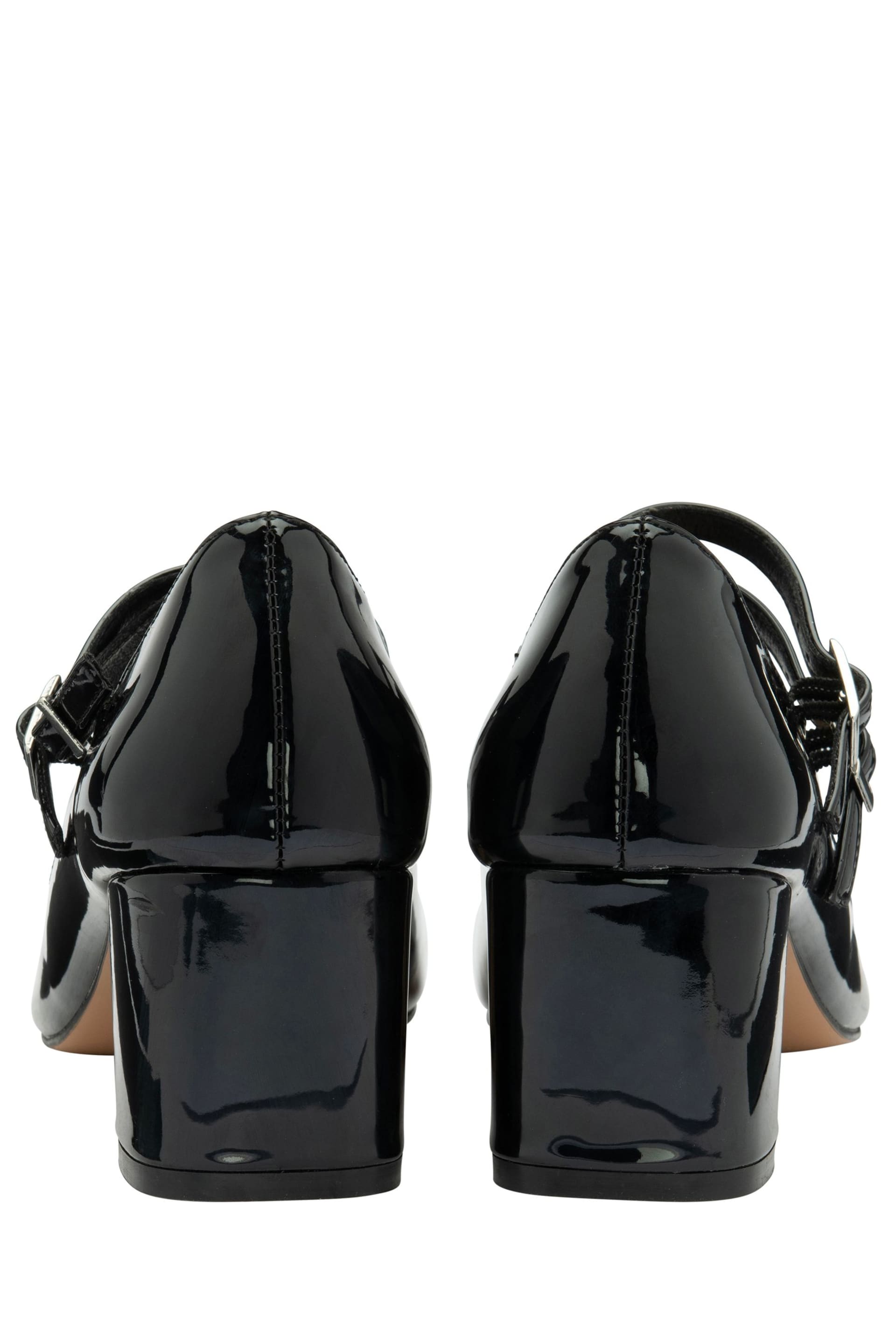 Ravel Black Mary Jane Twin Buckle Block Heel Shoes - Image 3 of 4