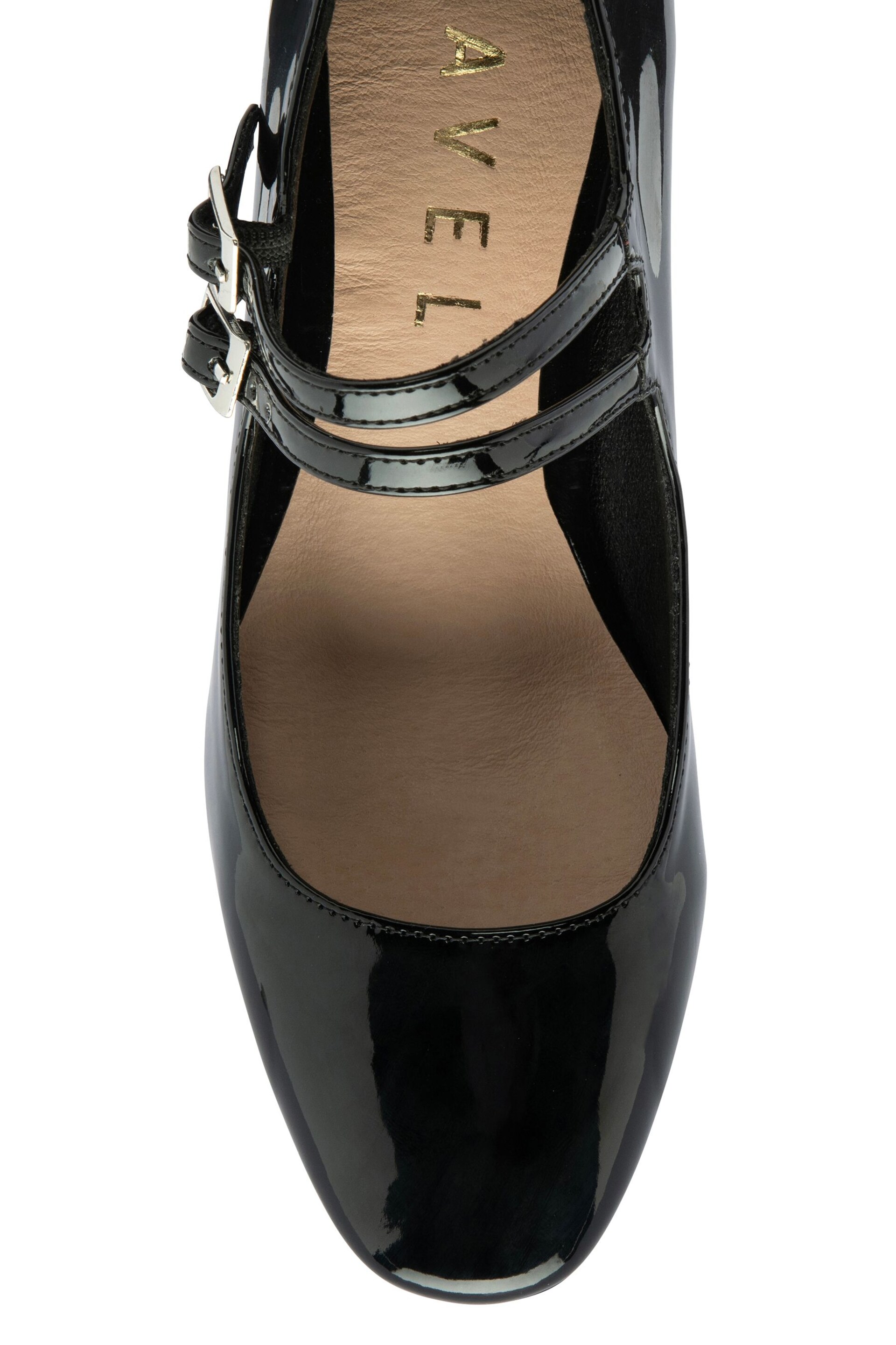 Ravel Black Mary Jane Twin Buckle Block Heel Shoes - Image 4 of 4