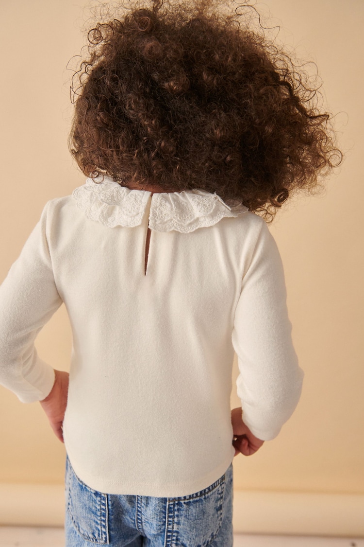 Ecru White Long Sleeve Collar Top (3mths-7yrs) - Image 2 of 6