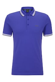 BOSS Purple Cotton Polo Shirt With Contrast Logo Details - Image 5 of 5