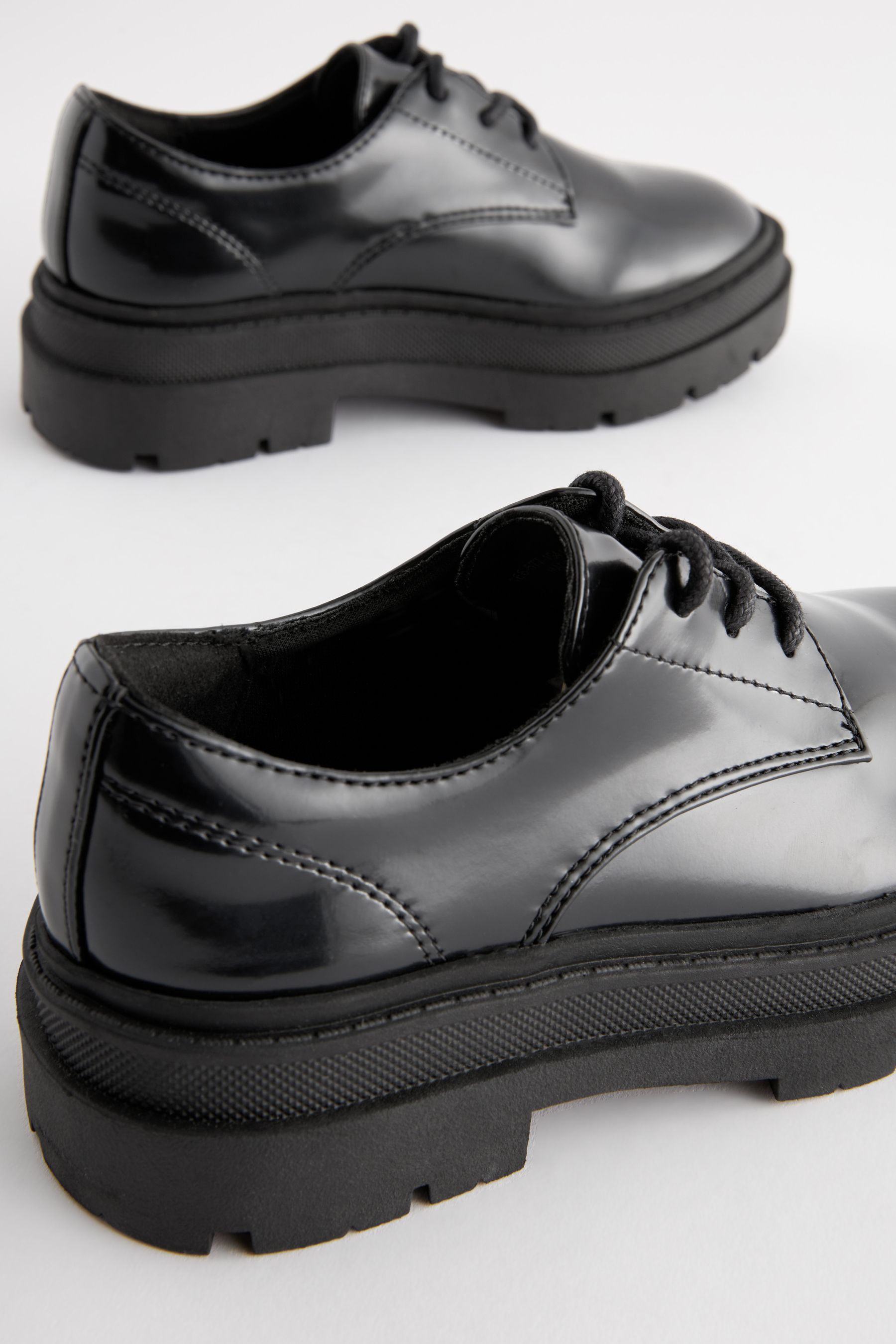 Buy Black Lace Up Chunky School Shoes from Next Canada
