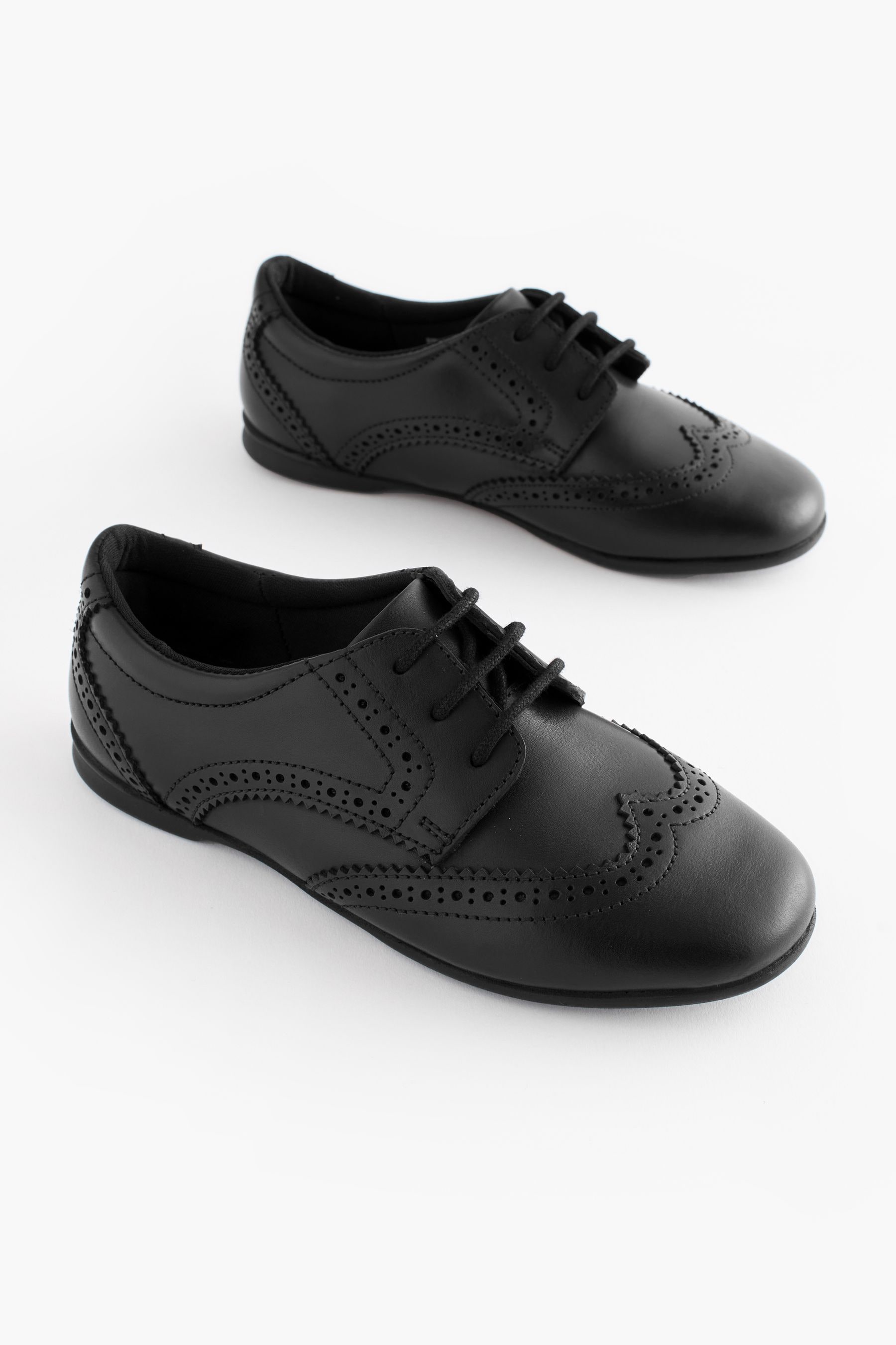 Buy Matt Black Wide Fit G Leather Brogue Lace Up School Shoes from the Next UK online shop
