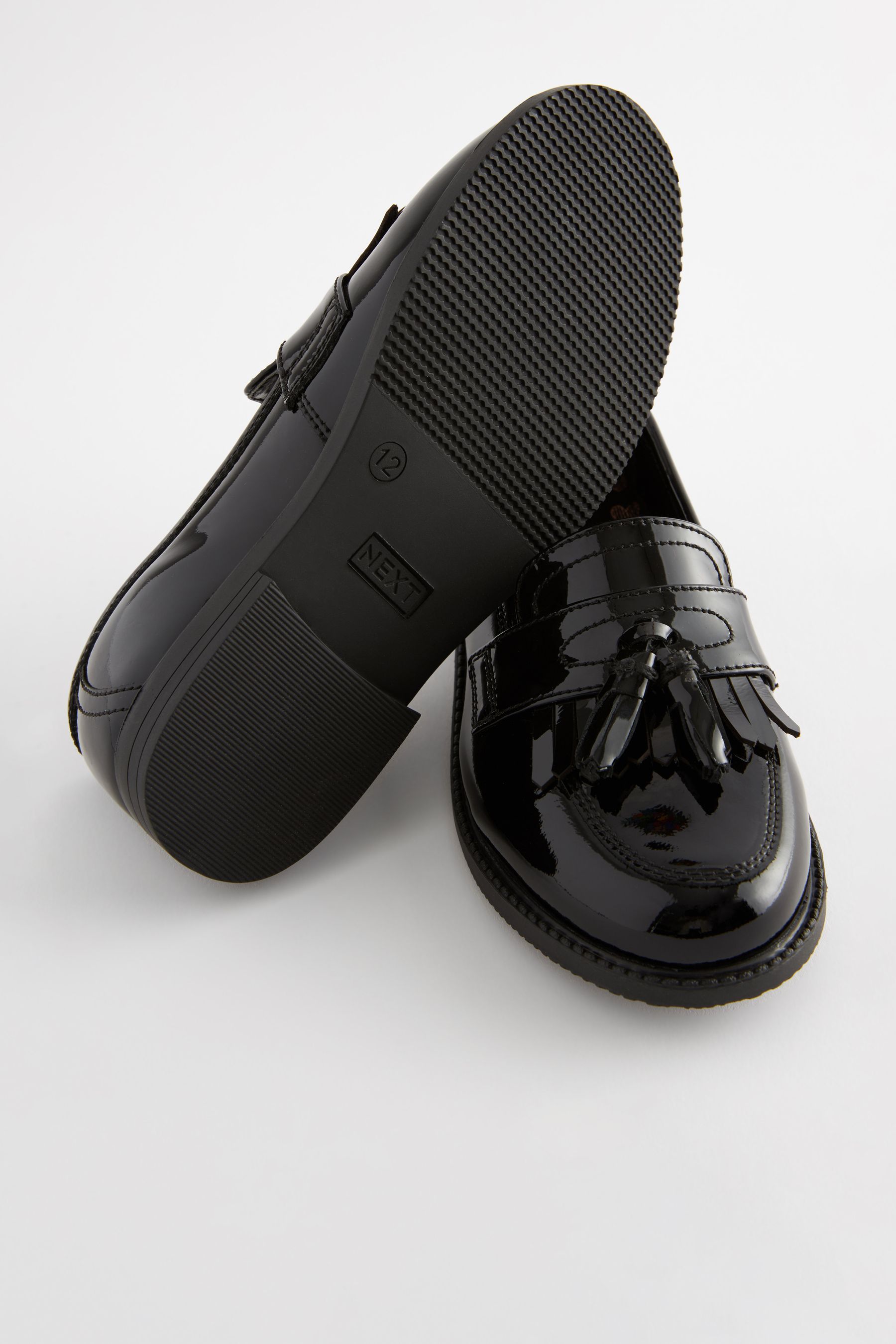 Buy Black Patent Narrow Fit E Leather Tassel Loafer School Shoes from the Next UK online shop
