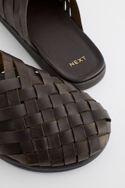 Brown Leather Woven Mules - Image 8 of 8