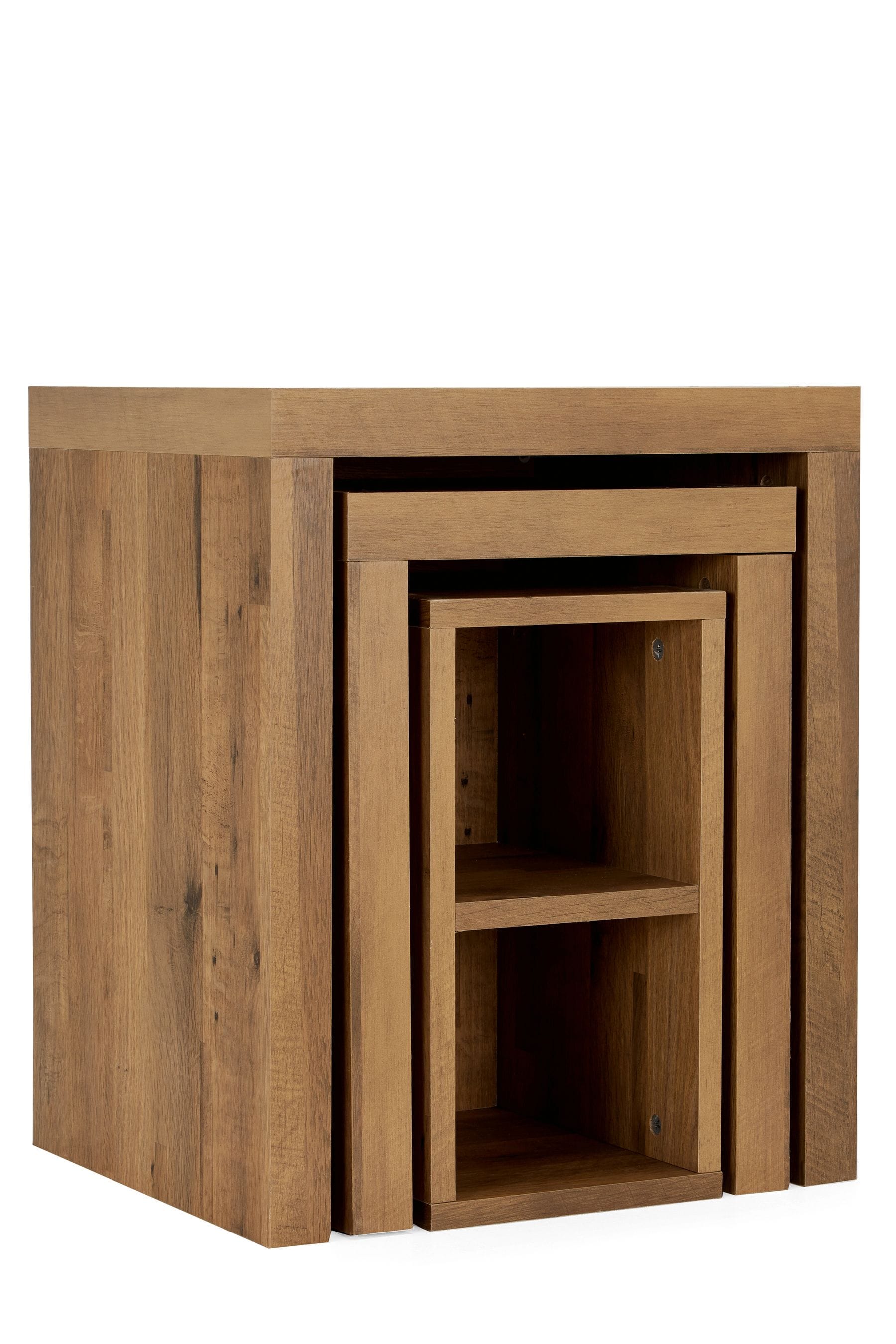Dark Bronx Oak Effect Rectangle Set of 3 Nest of Tables