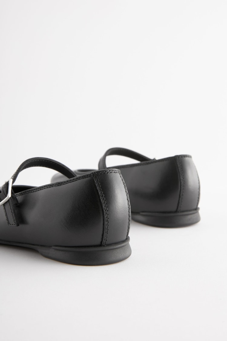 Matt Black Narrow Fit (E) Leather Mary Jane School Shoes - Image 2 of 6