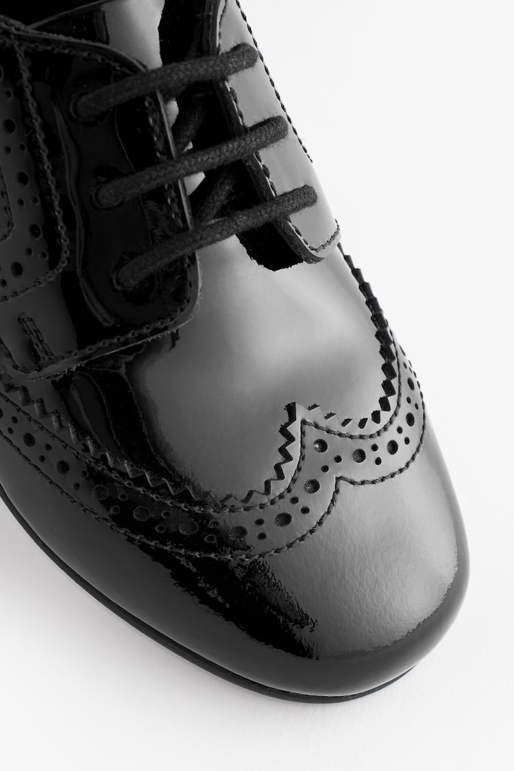 Black Patent Wide Fit (G) Leather Brogue Lace-Up School Shoes - Image 8 of 8