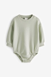 Mint Green Cosy Sweat Jersey Bubble Bum Baby Romper - Image 1 of 6