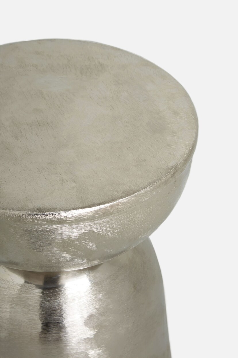 Silver Loxley Metal Shaped Drum Side Table - Image 2 of 7