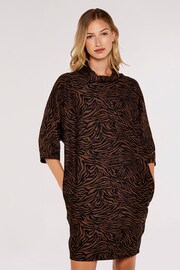 Apricot Brown & Black Zebra Print Cocoon Dress - Image 1 of 4