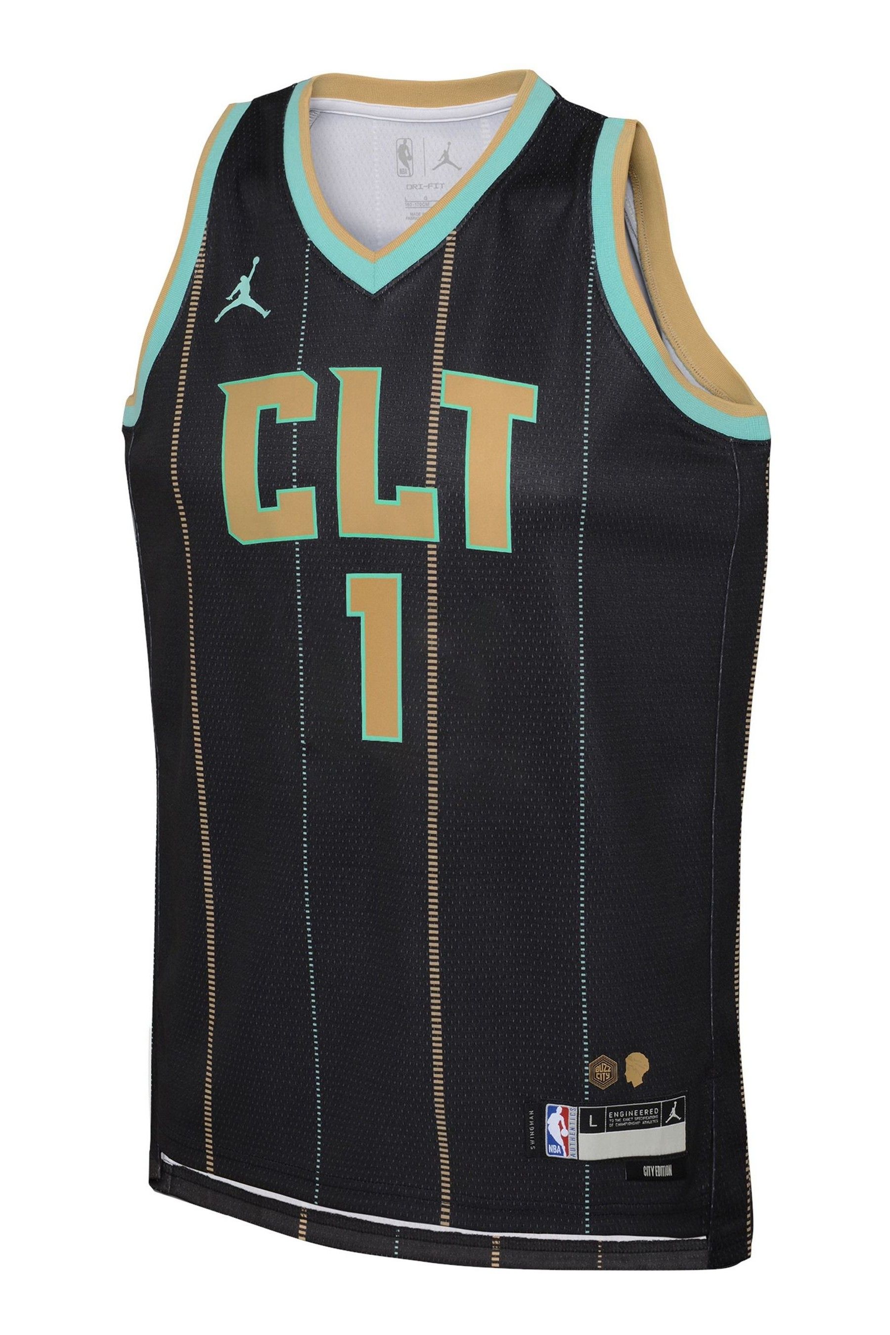 Buy Nike Black Charlotte Hornets Jordan Brand City Edition Swingman Jersey 22 LaMelo Ball Youth from the Next UK online shop