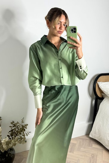 Style Cheat Green Evelyn Ombre Oversized Shirt