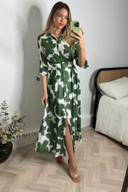 Style Cheat Green Daphne Belted Shirt Midaxi Dress - Image 2 of 5