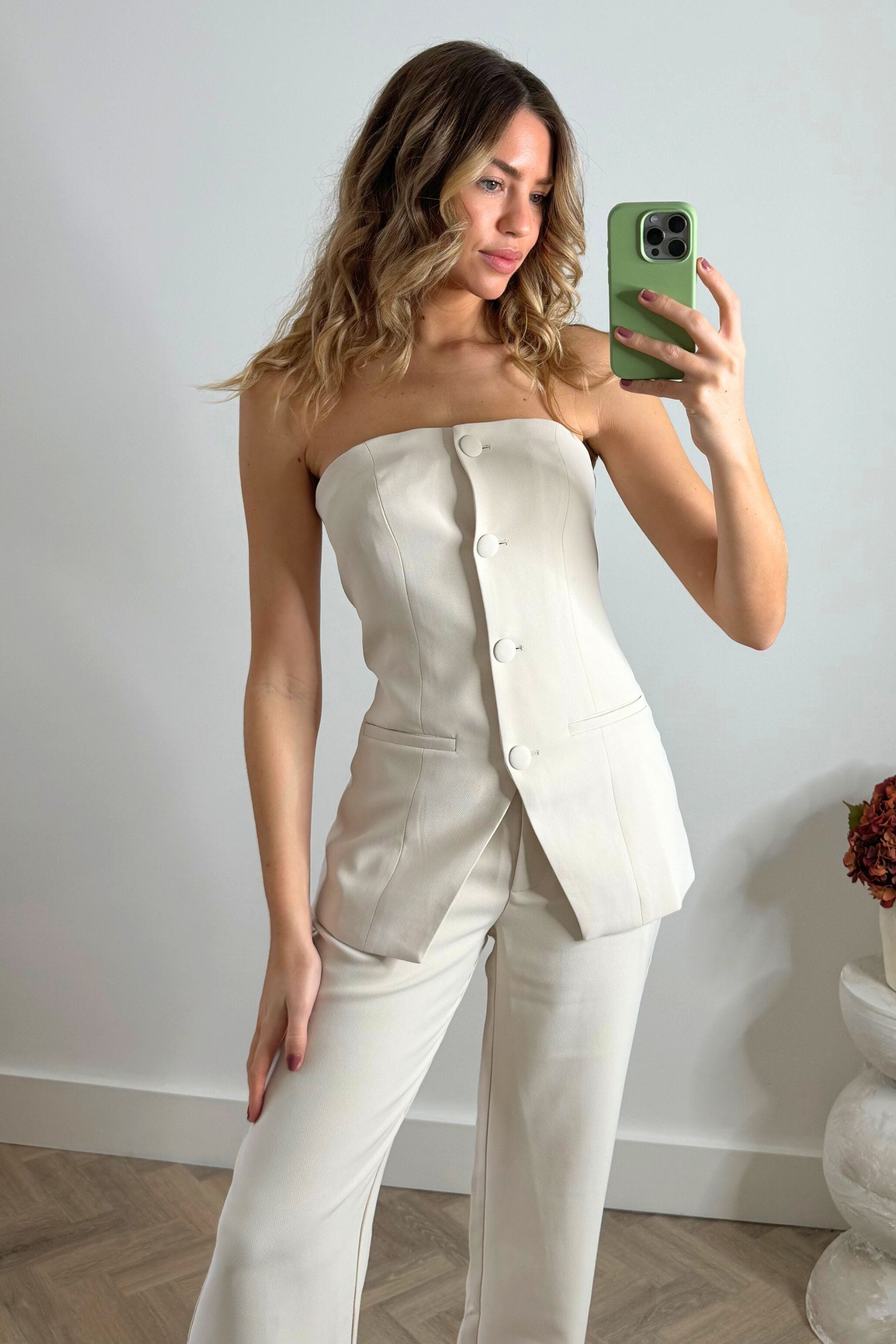 Buy Style Cheat Natural Lyra Bandeau Blazer Style Corset Top from Next Ireland