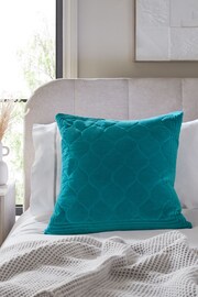 Teal Blue 50 x 50cm Velvet Ogee Cushion - Image 1 of 4