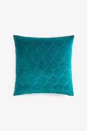 Teal Blue 50 x 50cm Velvet Ogee Cushion - Image 2 of 4