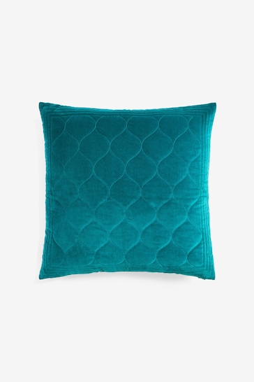 Teal Blue 50 x 50cm Velvet Ogee Cushion