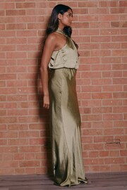 Style Cheat Green Twist Neck Satin Maxi Dress - Image 3 of 5