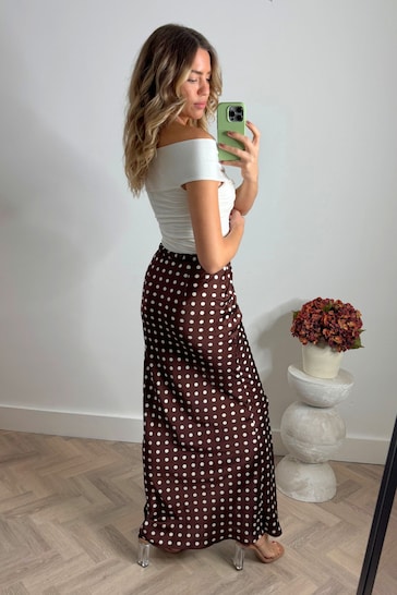 Style Cheat Brown Sylvia Drawstring Midaxi Skirt
