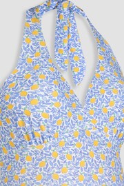JoJo Maman Bébé Blue Lemon Floral Print Maternity Halterneck Swimsuit - Image 3 of 3