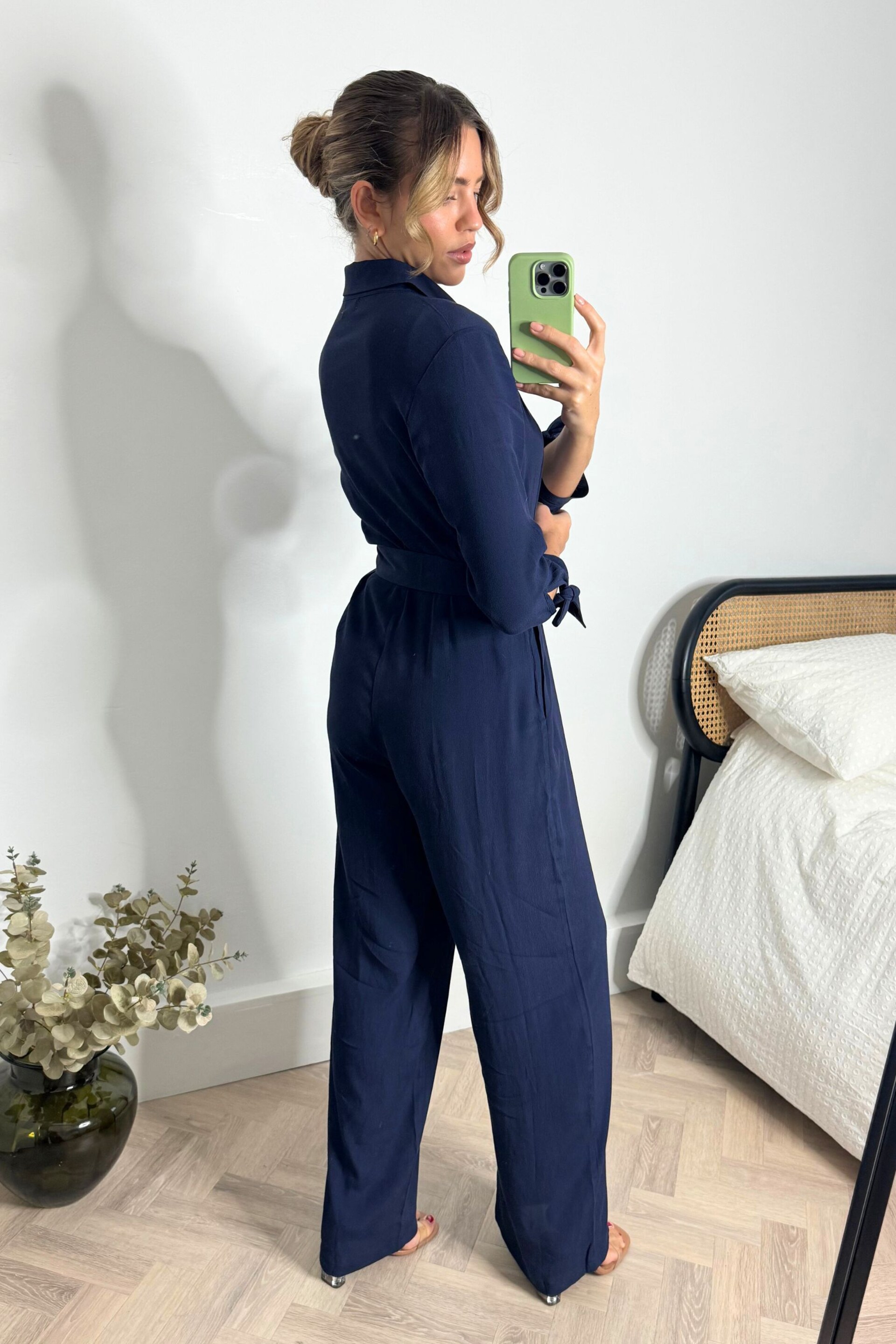 Style Cheat Blue Harriet Belted Shirt Jumpsuit - Image 2 of 4