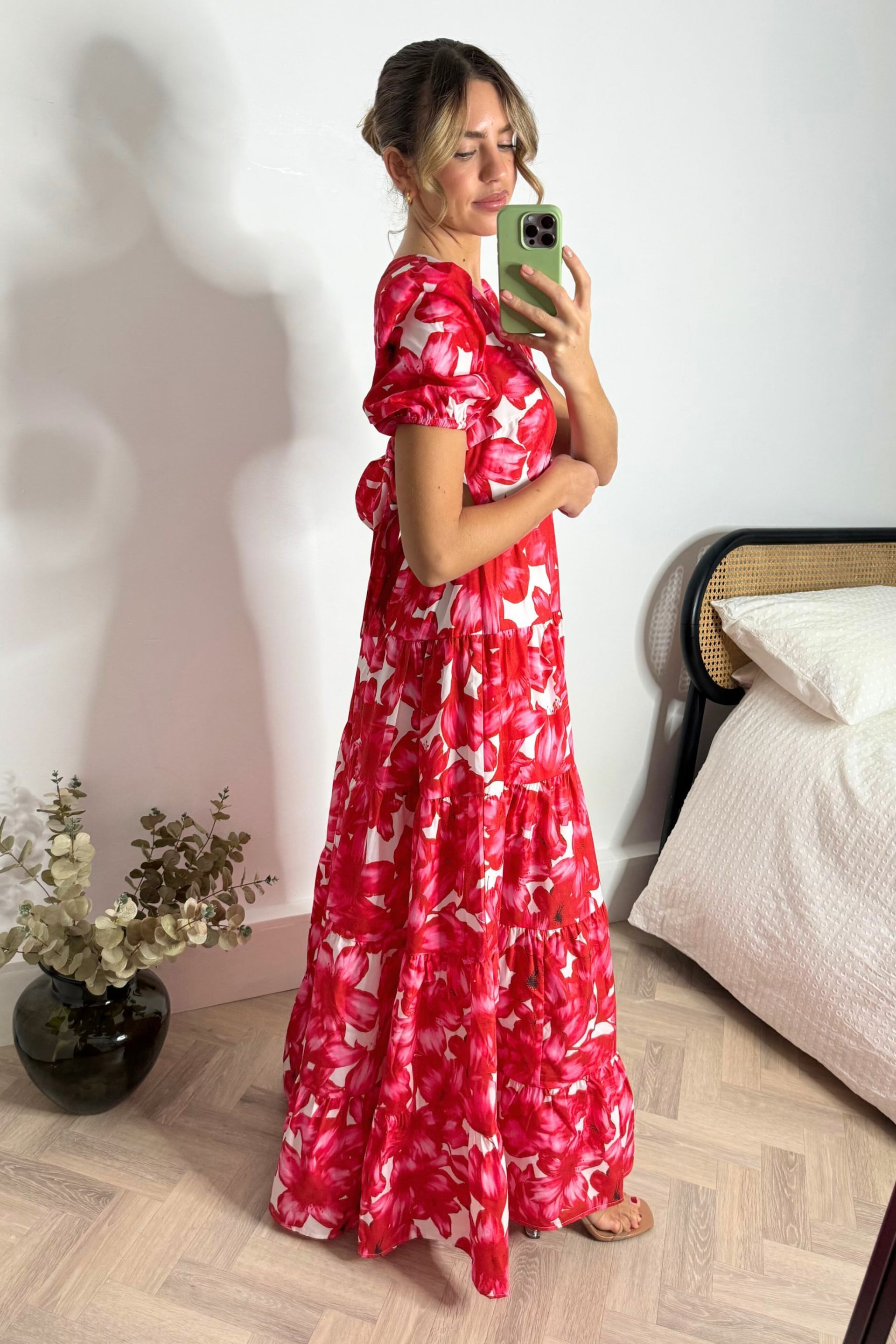 Style Cheat Red Zoe Tiered Cutout Maxi Dress - Image 3 of 4