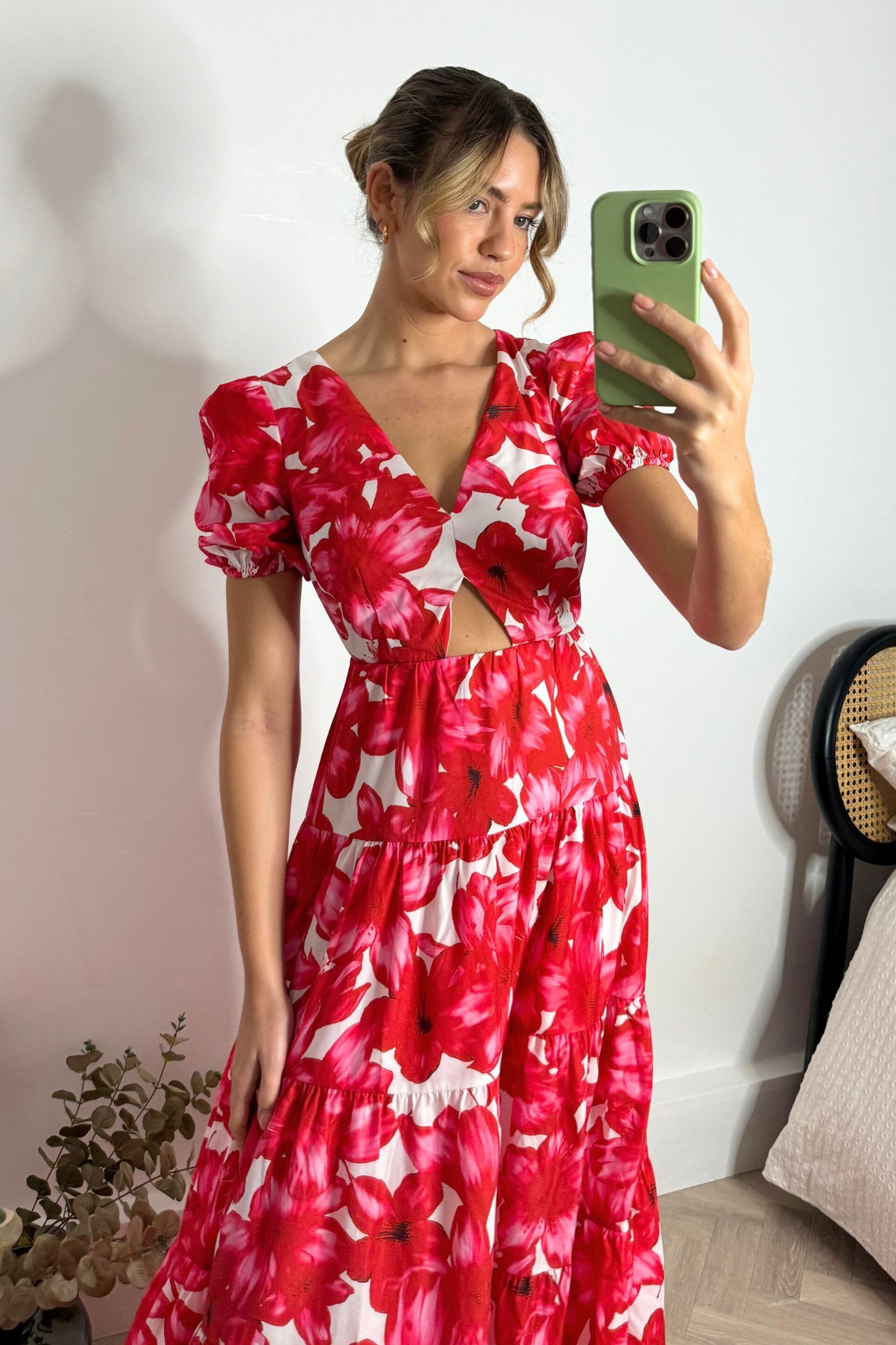 Style Cheat Red Zoe Tiered Cutout Maxi Dress - Image 4 of 4