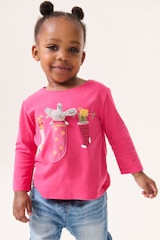 Pink Christmas Padded Mouse 100% Cotton Long Sleeve T-Shirt (3mths-7yrs) - Image 1 of 8