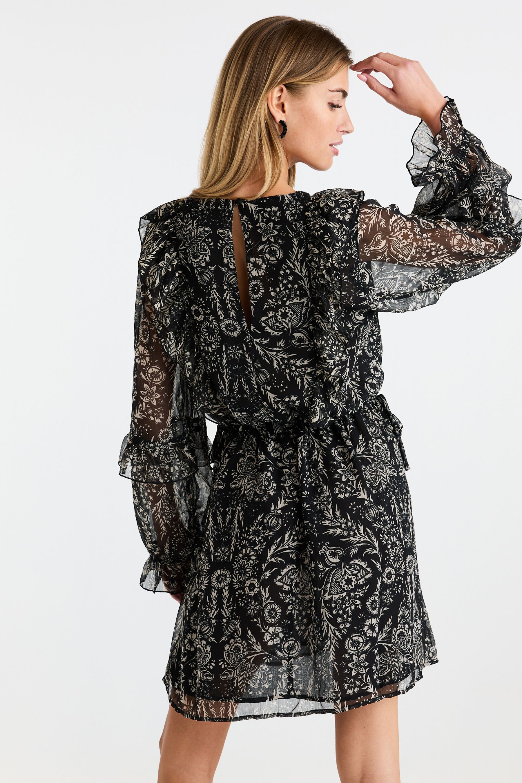 Ruffle long sleeve mini dress new arrivals