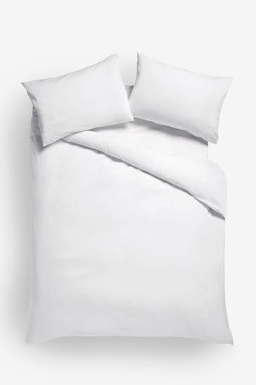 White 144 Thread Count 100% Cotton Duvet Cover and Pillowcase Set
