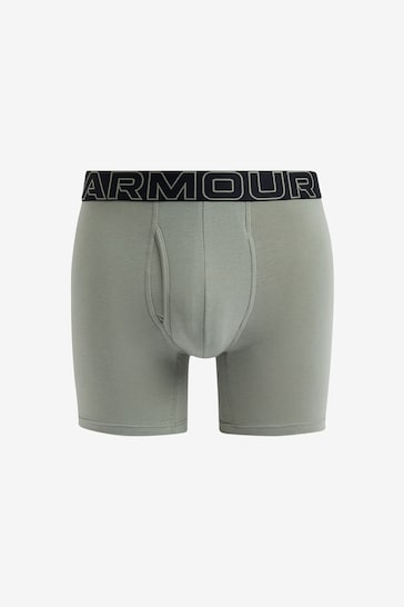 Under Armour Green/Grey 6 Inch Cotton Performance Boxers 3 Pack