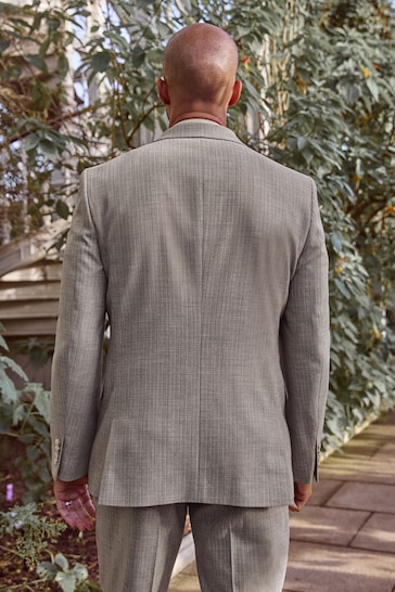 Neutral Slim Fit Textured Suit Jacket