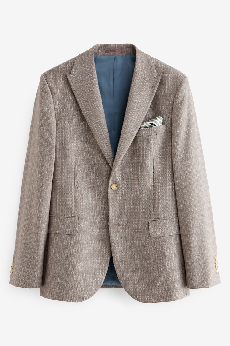 Neutral Slim Fit Textured Suit Jacket - Image 6 of 10