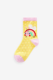 Pink/Yellow/Blue Cotton Rich Character Ankle Socks 5 Pack - Image 3 of 6