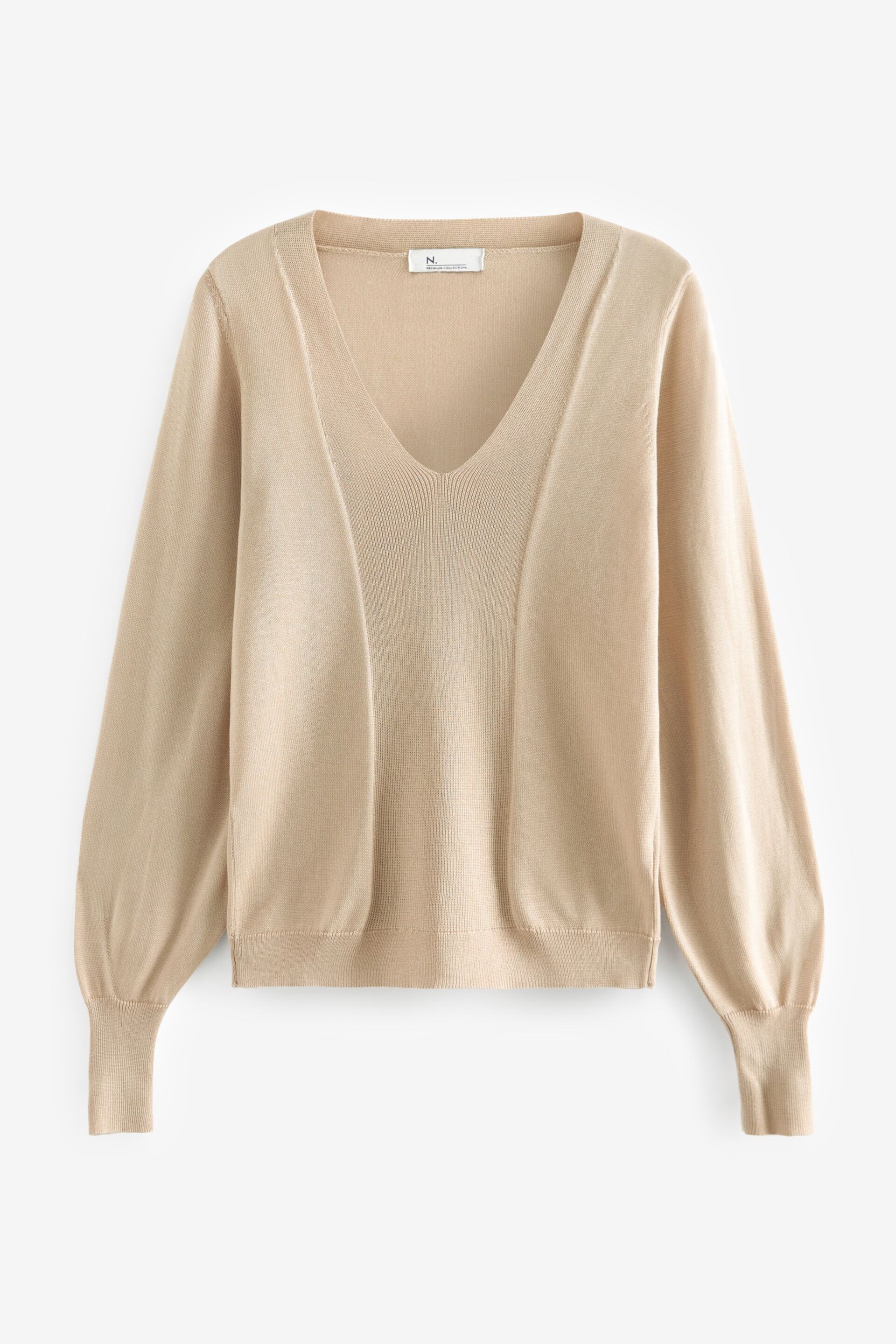 Champagne Gold Premium Lyocell Deep V-Neck Jumper - Image 5 of 8