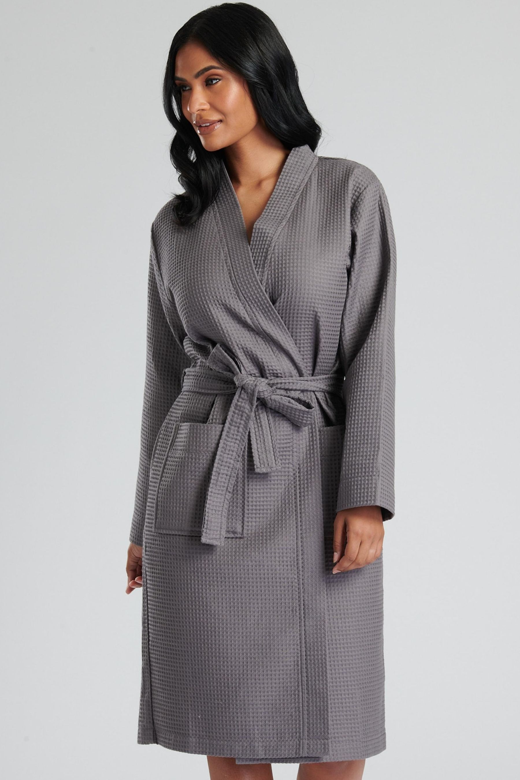 Ladies waffle dressing gown outlet